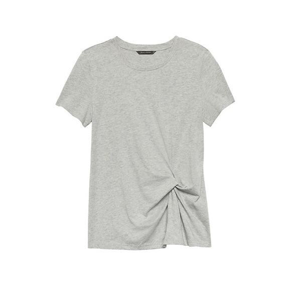 Banana Republic Gray Supima Cotton Side Twist Short Sleeve Tee Size Medium - Picture 1 of 6